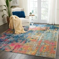 Nourison Celestial Blue And Yellow Rug 13 Nourison Celestial Blue And Yellow Rug -Modern Rugs Home 1000116433 alt05