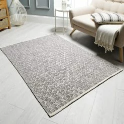 Dunelm Grey Diamond Geometric Weave Rug 11 Dunelm Grey Diamond Geometric Weave Rug -Modern Rugs Home 1000117205 alt03