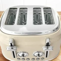 Dunelm Retro Cream 4 Slice Toaster 7 Dunelm Retro Cream 4 Slice Toaster -Modern Rugs Home 1000119986 alt02