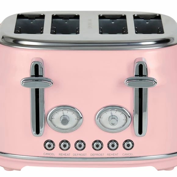 Dunelm Retro Pink 4 Slice Toaster 4 Dunelm Retro Pink 4 Slice Toaster - Image 2