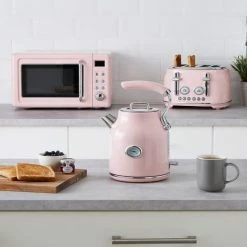 Dunelm Retro 20L 800W Pink Digital Microwave -Modern Rugs Home 1000141393 alt02