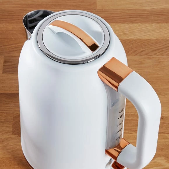 Dunelm 1.7L 3.kW Matt White & Copper Jug Kettle 6 Dunelm 1.7L 3.kW Matt White & Copper Jug Kettle - Image 4