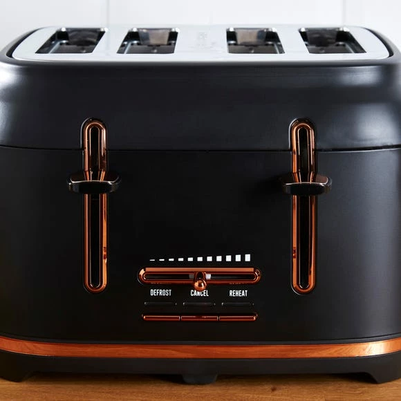 Dunelm 4 Slice Matt Black & Copper Toaster 6 Dunelm 4 Slice Matt Black & Copper Toaster - Image 4