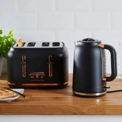 Dunelm 4 Slice Matt Black & Copper Toaster 11 Dunelm 4 Slice Matt Black & Copper Toaster -Modern Rugs Home 1000150237 alt05