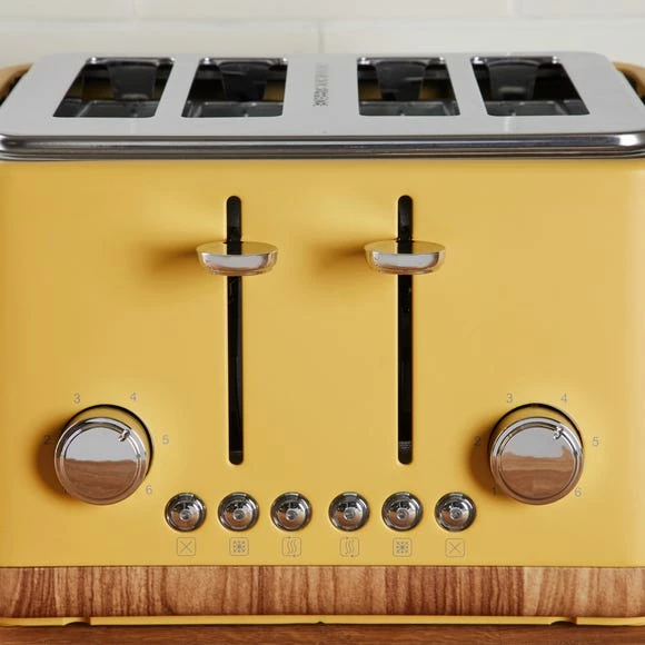 Dunelm Contemporary 4 Slice Ochre Yellow Toaster 6 Dunelm Contemporary 4 Slice Ochre Yellow Toaster - Image 4