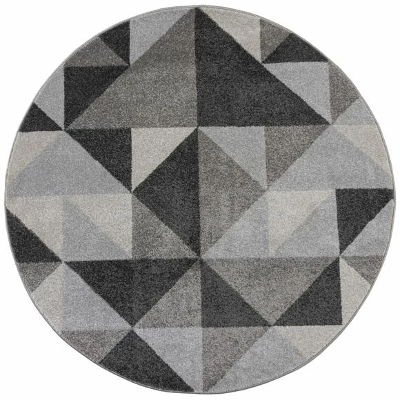 Dunelm Geo Squares Circle Rug 4 Dunelm Geo Squares Circle Rug - Image 2