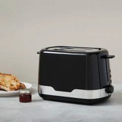 Dunelm Black 2 Slice Toaster 5 Dunelm Black 2 Slice Toaster -Modern Rugs Home 1000166445 alt01