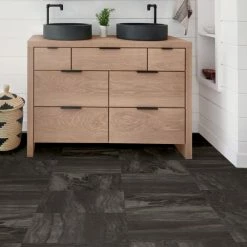 Raven Black Self Adhesive Floor Tiles 11 Raven Black Self Adhesive Floor Tiles -Modern Rugs Home 1000168326 alt04
