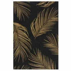 Dunelm Gold Palm Leaf Rug -Modern Rugs Home 1000181360 alt01