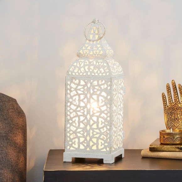 Dunelm Moroccan Lantern Cream Table Lamp 3 Dunelm Moroccan Lantern Cream Table Lamp
