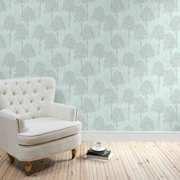 Dunelm Spriggy Trees Duck Egg Wallpaper 3 Dunelm Spriggy Trees Duck Egg Wallpaper