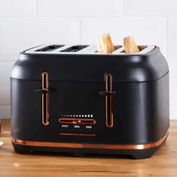 Dunelm 4 Slice Matt Black & Copper Toaster 3 Dunelm 4 Slice Matt Black & Copper Toaster