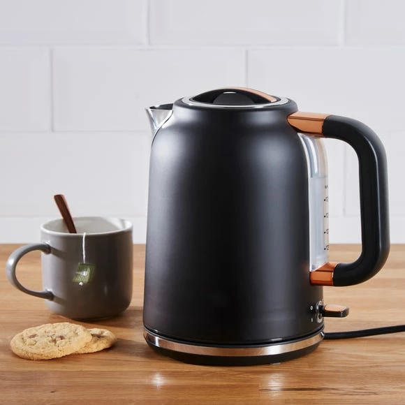Dunelm 1.7L 3kW Matt Black & Copper Jug Kettle 3 Dunelm 1.7L 3kW Matt Black & Copper Jug Kettle