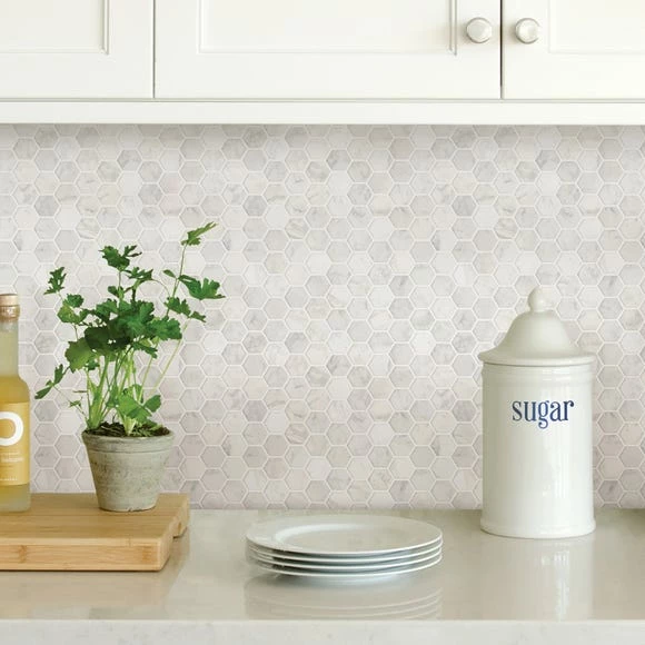 InHome Hexagon Marble Self Adhesive Backsplash Tiles 3 InHome Hexagon Marble Self Adhesive Backsplash Tiles