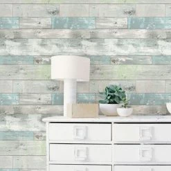 NuWallpaper Beachwood Blue Self Adhesive Wallpaper
