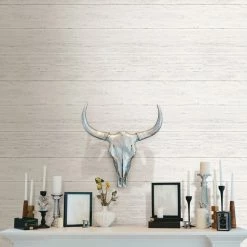 NuWallpaper Shiplap White Self Adhesive Wallpaper