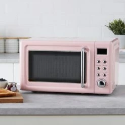 Dunelm Retro 20L 800W Pink Digital Microwave