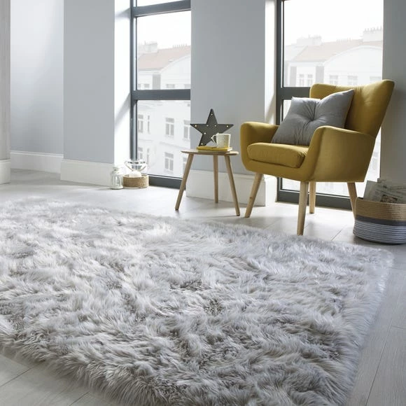 Flair Faux Fur Grey Sheepskin Rug 3 Flair Faux Fur Grey Sheepskin Rug