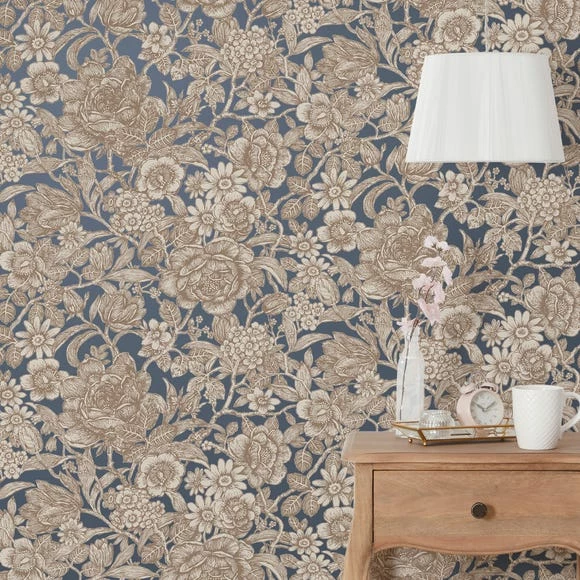 Dunelm Wild Garden Navy Wallpaper 3 Dunelm Wild Garden Navy Wallpaper
