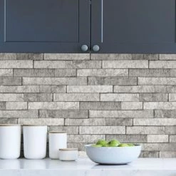 Fine Décor Wallpaper Grey Stone Self Adhesive Backsplash Tiles