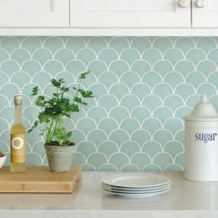 Fine Décor Wallpaper Shell Blue Self Adhesive Backsplash Tiles