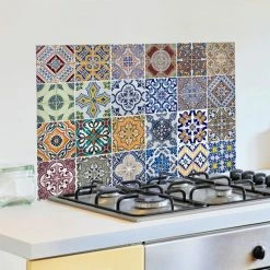 Fine Décor Wallpaper Azulejos Multicoloured Self Adhesive Kitchen Panel