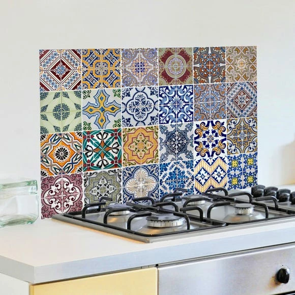 Fine Décor Wallpaper Azulejos Multicoloured Self Adhesive Kitchen Panel 3 Fine Décor Wallpaper Azulejos Multicoloured Self Adhesive Kitchen Panel