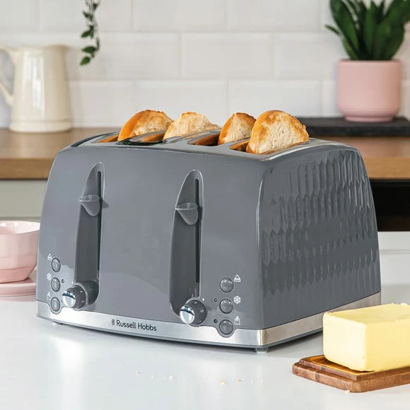 Russell Hobbs Honeycomb 4 Slice Toaster Grey 4 Russell Hobbs Honeycomb 4 Slice Toaster Grey - Image 2