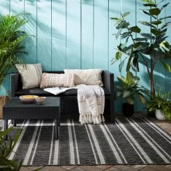 Dunelm Arya Stripe Indoor Outdoor Rug