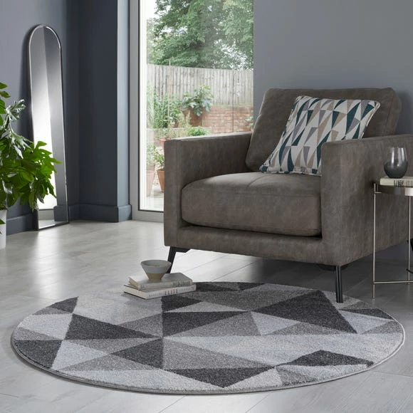 Dunelm Geo Squares Circle Rug 3 Dunelm Geo Squares Circle Rug