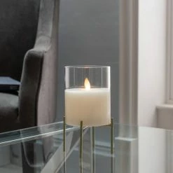 Dunelm LED Candle With Gold Stand