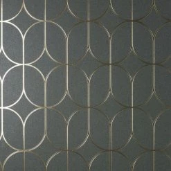 Fine Décor Wallpaper Platinum Rosco Trellis Charcoal Foil Wallpaper -Modern Rugs Home 30747094 alt01