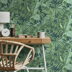 Fine Décor Wallpaper Tropical Navy Maui Wallpaper 12 Fine Décor Wallpaper Tropical Navy Maui Wallpaper -Modern Rugs Home 30747096 alt04
