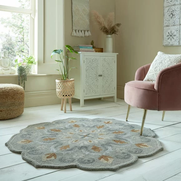 Dunelm Larch Wool Scallop Circle Rug 3 Dunelm Larch Wool Scallop Circle Rug