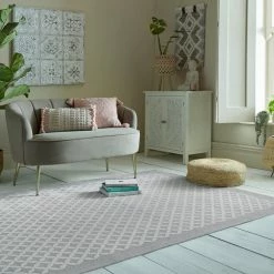 Dunelm Purity Trellis Flatweave Rug