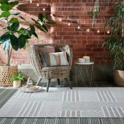 Flair Blocks Indoor Outdoor Natural Rug