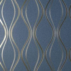 Platinum Rosco Foil Wave Navy Wallpaper 9 Platinum Rosco Foil Wave Navy Wallpaper -Modern Rugs Home 30756992 alt03