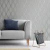 Platinum Rosco Foil Wave Silver Wallpaper -Modern Rugs Home 30756993