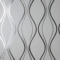 Platinum Rosco Foil Wave Silver Wallpaper -Modern Rugs Home 30756993 alt03