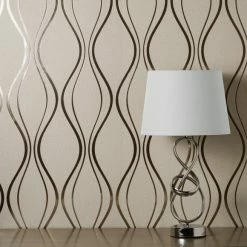 Platinum Rosco Foil Wave Gold Wallpaper -Modern Rugs Home 30756994 alt01