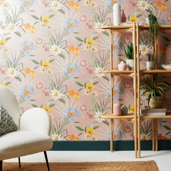 Dunelm Tropical Floral Blush Wallpaper 3 Dunelm Tropical Floral Blush Wallpaper