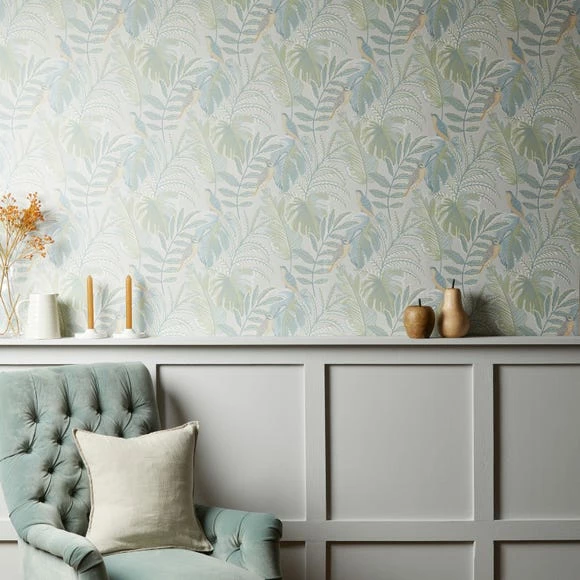 Dunelm Tropical Pastel Grey Wallpaper 3 Dunelm Tropical Pastel Grey Wallpaper