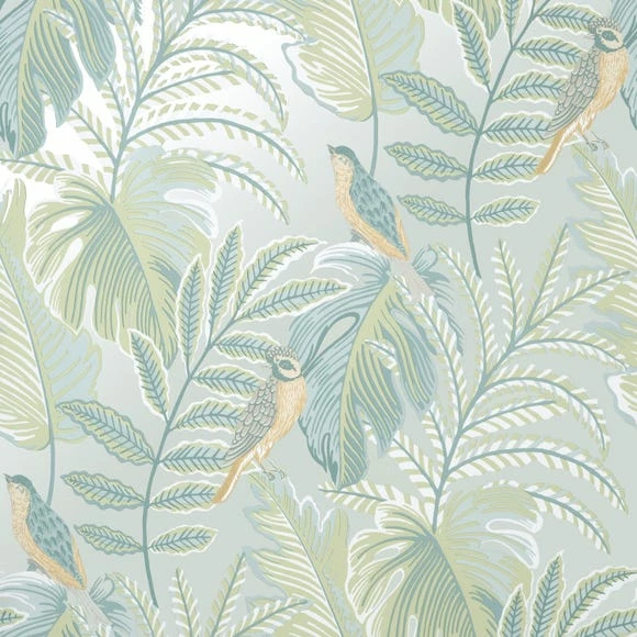 Dunelm Tropical Pastel Grey Wallpaper 4 Dunelm Tropical Pastel Grey Wallpaper - Image 2