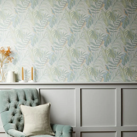 Dunelm Tropical Pastel Grey Wallpaper 6 Dunelm Tropical Pastel Grey Wallpaper - Image 4