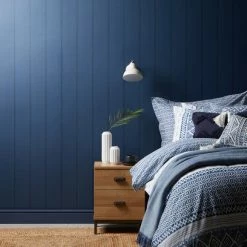Dunelm Wood Panel Navy Wallpaper
