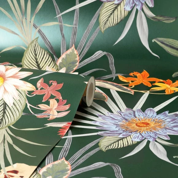 Dunelm Tropical Floral Emerald Wallpaper 5 Dunelm Tropical Floral Emerald Wallpaper - Image 3