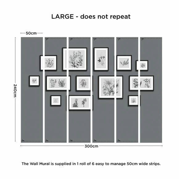 Dunelm Botanical Gallery Wall Grey Mural 5 Dunelm Botanical Gallery Wall Grey Mural - Image 3