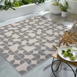 Dunelm Geo Circles Indoor Outdoor Square Rug