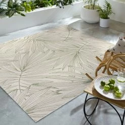 Dunelm Tropical Leaves Indoor Outdoor Square Rug