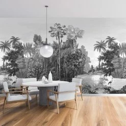 Dunelm Vintage Tropical Black And White Mural -Modern Rugs Home 30764178 alt01